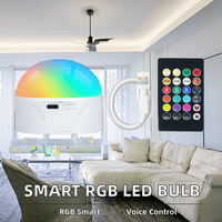 Ampoule LED intelligente RBG A60, culot E27, contrôle par application à distance, WiFi domestique, effets RGB, lumière SMD, CRI90, DC/AC, plastique, usage résidentiel