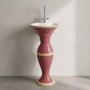 Vasque sur pied en céramique de porcelaine rouge en forme de dauphin Vistaar, articles sanitaires design pour usage hospitalier - Product Image 3