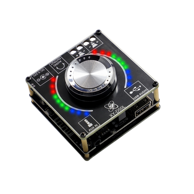 50W+50W Stereo BT Audio Digital Power Amplifier Board Module Volume Spectrum Music Rhythm Light D50L