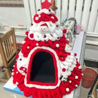 Nouveau Nid pour Chat DIY en Forme de Sapin de Noël, Confortable et Chaud en Feutre pour l'Hiver, Nid Semi-Fermé pour Animaux de Compagnie, Durable, Facile à Assembler, Écologique et Tendance