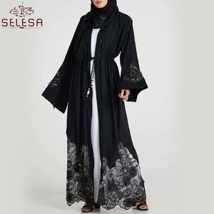 Vestido feminino islâmico, novo design de fábrica floral <span class=keywords><strong>cardigan</strong></span> longo kimono abaya feminino islâmico - Product Image 4