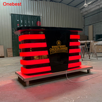 Table de diffusion en direct pour influenceurs, bureau d'accueil en bois avec LED rouges, petite taille