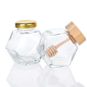 New Design Thickened Spice Glass Hexagon Jar With Bamboo Lids