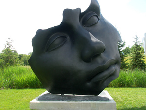 <span class=keywords><strong>Sculpture</strong></span> de tête en métal artisanal, Igor Mitoraj, abstrait, bronze antique, profil de <span class=keywords><strong>visage</strong></span> masculin - Product Image 5