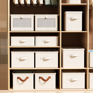 Caja organizadora de ropa, caja de almacenamiento rectangular de tela de gran capacidad con asas para guardarropa, uso en escritorio, Color sólido - Product Image 2