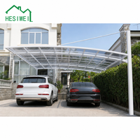 Kit de carport en aluminium HESIWEI, toit plat, design contemporain, capacité de stationnement multi-véhicules pour propriétés résidentielles