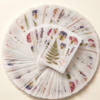 Feuilles d'autocollants en vellum or rose esthétiques personnalisées, thème fleurs séchées et calligraphie, OEM pour les marques de journalisation