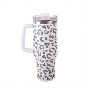 Gobelet isotherme en acier inoxydable à double paroi de 40 oz, sans BPA, avec gravure laser fluorescente motif léopard, avec poignée, pour café et bière - Product Image 4