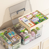 Boîte de rangement de médicaments multicouche, grande capacité, boîte à compartiments pour médicaments, boîte médicale d'urgence, trousse de premiers soins à domicile, organisateur