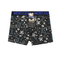 Morcoda Hommes Boxers Taille Moyenne Haute Qualité Double Respirant Doux Confortable Spandex Bonne Élasticité Taille Mixte Lettre Taille