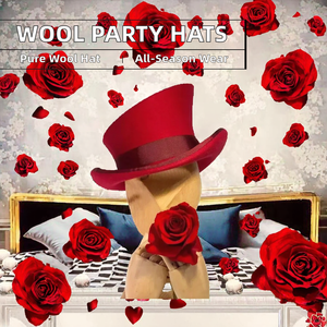 Costume Cap Cashmere Asymmetric Top Wool Hats for Men Fashionable Formal Ribbon Steam Punk Hats Men Lumber Women Men Party Caps - Product Image 2