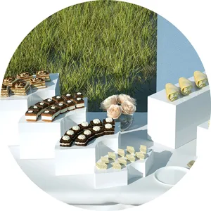 Acryl Kubus Dessert Display Tafel Aangepast Door Fabrikanten Gebak Display