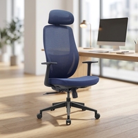 Chaise de bureau exécutive ergonomique moderne pour la maison, dossier haut inclinable, entièrement noire, en tissu confortable, hauteur réglable, pivotante à 360°
