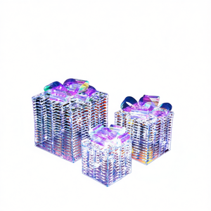 Boîtes cadeaux de Noël avec nœuds lumineux, éclairage décoratif LED, alimentées par piles, lot de 3, décoration festive pour les fêtes - Product Image 1