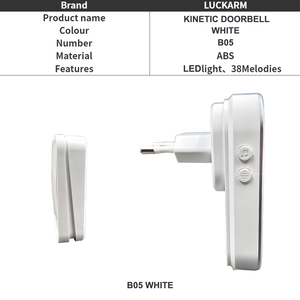 Sonnette de porte domestique 38 sonneries Sonnette auto-alimentée 4 volumes réglables EU US IP68 Sonnette sans fil étanche - Product Image 3