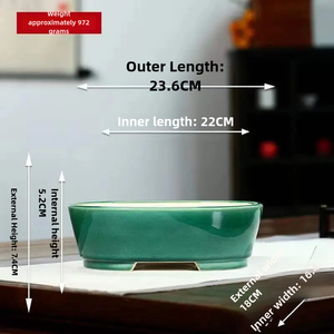 Pot à Bonsaï Rectangulaire en Céramique Glaçurée Classique, Pot de Fleurs Haute Température, Jardinières Design Craquelé <span class=keywords><strong>pour</strong></span> Plantes et Fleurs - Product Image 4