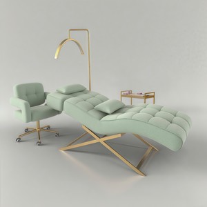 Hot-selling Combo Chair for Facial Eyebrow Beauty Bed PVC Modern Customizable Leather Packaging Wholesale Massage Table - Product Image 6