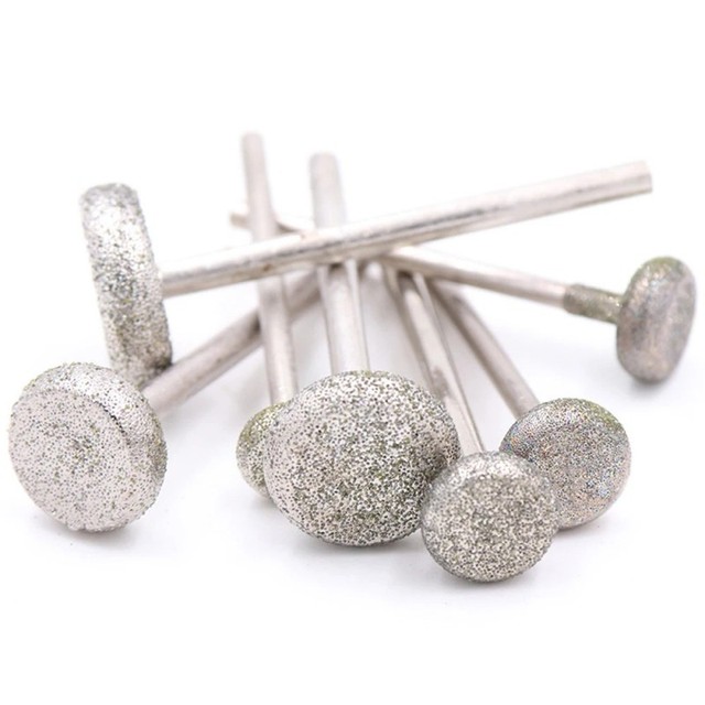 1pcs 5-16mm Flat Round Diamond Burr Grinding Engraving Bit 2.35/3mm Shank for Dremel Diamond Sand Grinding Head