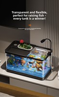 Aquarium Moderne Mixte Transparent Bonnie pour Poissons Domestiques, Terrasse Solaire, Table de Bureau en Plastique, Cylindre de Circulation Paysager 1L
