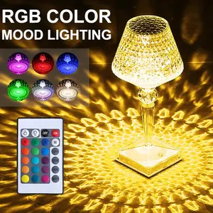 16Colors Crystal Table Lamp Touch LED Diamonds Bar Lamp Wine Glass Decorative Night Light Atmosphere Light Romantic Decor