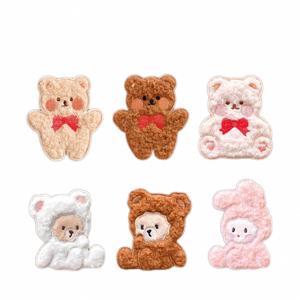 New Self Adhesive Embroidery Cute Cartoon Plush Bear Patch for Decoration - Product Image 1