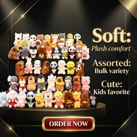 Assortiment de jouets en peluche mixtes 23 cm, figurines d'animaux en peluche douces, rembourrées en coton PP, vente en gros, logo personnalisé