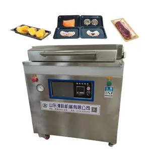 Máquina automática de embalagem de pele a vácuo para refeições/fileto de atum, seladora de bandeja, salmão, peixe, máquina seladora de pele a vácuo