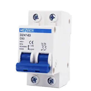 MEZEEN Disjoncteur miniature AC DZ47-63 MCB 1 2 3 4 pôles 16 ampères 32 ampères 40 ampères 50 ampères 400V 500V disjoncteur de type rail Din