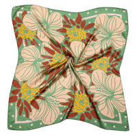 Pañuelo Cuadrado Retro con Diseño de Flor de Hibisco, 70x70cm, Transpirable, Duradero, de Poliéster Satinado, para Mujer, Estilo Casual, para Todas las Temporadas