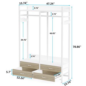 Organisateur de placard autoportant Tribesigns pour suspendre les vêtements, porte-vêtements robuste avec 4 tiroirs, 8 crochets et étagères de rangement - Product Image 6