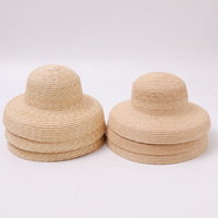 Chapeau de paille en raphia pour enfants, à large bord, couronne ronde, avec sangle à nouer, protection solaire extérieure, style rétro, polyvalent, pour l'été et les vacances à la plage