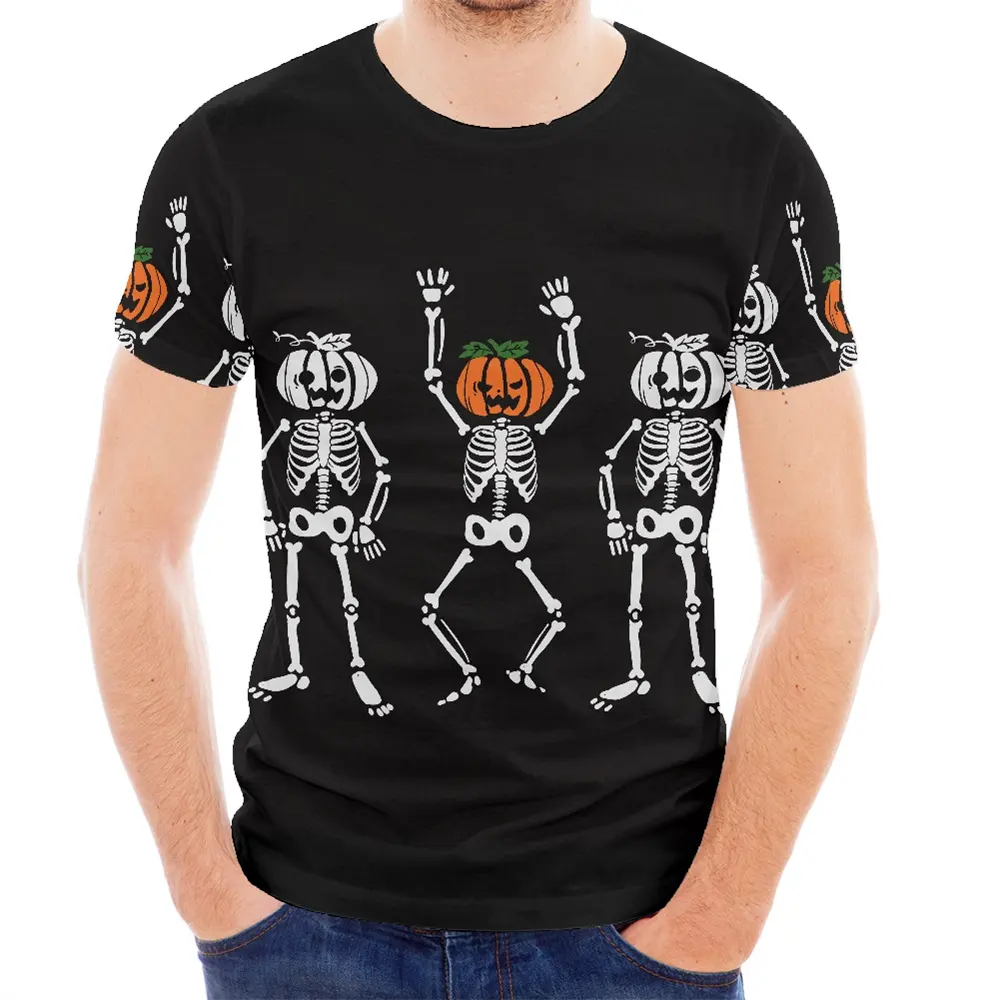 Custom Horror Graphic Tops Halloween Pumpkin skull Costume T-Shirts Fall Short Sleeve Casual Tees Clothing Sublimation T shirts