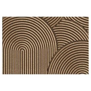 Paillasson minimaliste en PVC à boucles, motif géométrique abstrait rayé, antidérapant, résistant aux taches, rectangulaire, pour entrée de maison - Product Image 1