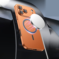 Étui de téléphone magnétique à chargement sans fil avec cadre en aluminium et logo personnalisé pour iPhone 15 16 17 18 Pro Max avec film de protection d'objectif et coque arrière en acrylique