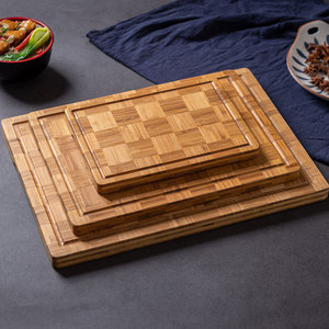 Tabla de cortar de bambú rectangular con asa, tamaño grande, para uso en cocina, hogar y hotel, diseño a cuadros, duradera y antideslizante. - Product Image 3