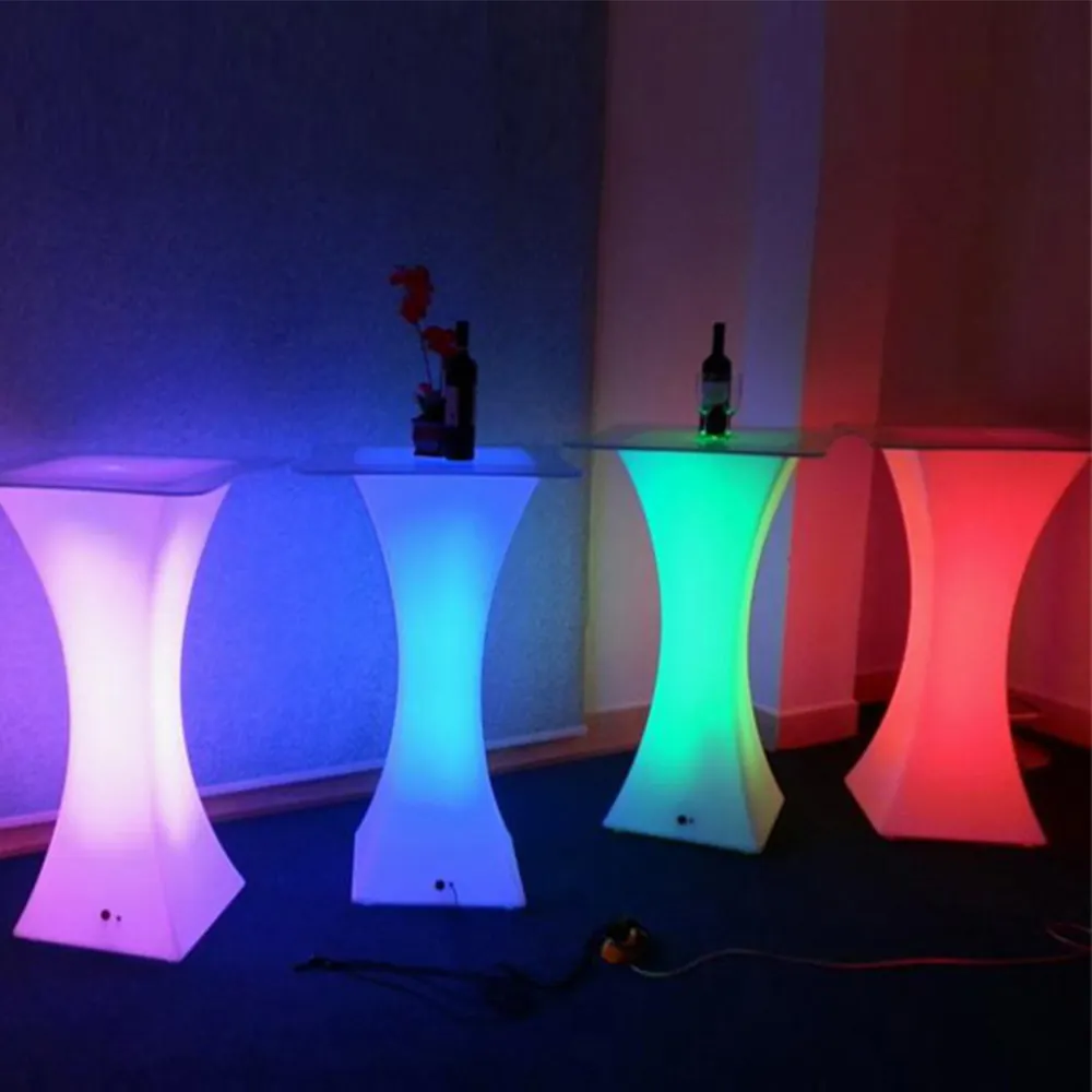 Zeremonielle Veranstaltung Led Rgb Cocktail Tisch Set Modedesign Farbwechsel Led Light Up Outdoor Party Steht isch mit LED-Leuchten