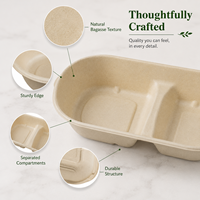 Biologisch afbreekbare composteerbare lunchbox van suikerrietbagasse met deksel, magnetronbestendig en herbruikbaar