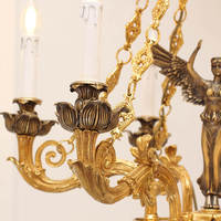 Rococo angel – plafonnier en cuivre avec 6 lampes suspendues, lustre en laiton français de style baroque
