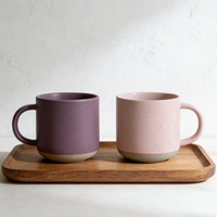 Mug à café en céramique grès finition mate avec anse 380 ml, écologique, rose et violet, compatible lave-vaisselle, pour la maison, le bureau, ou comme cadeau