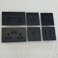 MKEE AHOME Interruptor de Pared Moderno de 86 250V 16A/20A, Acero Inoxidable Negro/Gris, 2 Vías, Enchufe UK, USB C, Europeo/Alemán