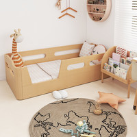 Cama Montessori baja para niños, de madera de haya, multifuncional, con barandilla, tipo plataforma, para niños y niñas, para el hogar.
