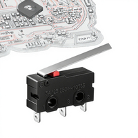 Interrupteur de fin de course miniature CHUNQIAO YR-10155 SPDT 1NO 1NC 5A 250V AC avec levier à charnière en plastique, action rapide, type bouton, 3 broches