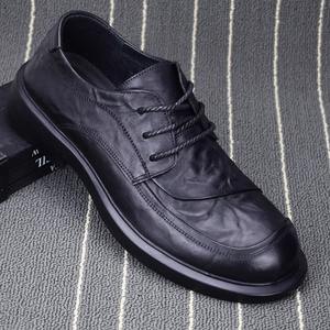 Zapatos Casuales de Negocios para Hombre, de Piel Vacuna, de Caña Baja, con Suela y Parte Superior Suaves, Punta Redonda Ancha, de Cuero Genuino, para Primavera y Otoño - Product Image 1