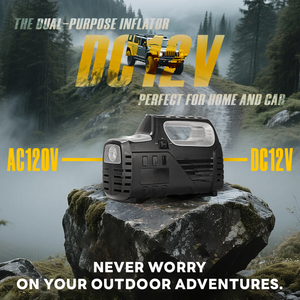 Портативный цифровой двухрежимный компрессор для накачивания шин с манометром, 90 фунтов на кв. дюйм, накачка за 5 минут, питание от постоянного тока, корпус из АБС-пластика, аварийный комплект для автомобиля, светодиодный SOS-фонарь - Product Image 2