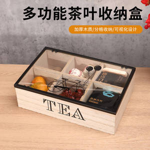 Caja de Almacenamiento de Té de Madera con Tapa y 6 Compartimentos para Organización de Escritorio en Casa u Oficina - Product Image 5