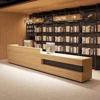Comptoir de réception d'angle moderne en bois massif naturel, comptoir de caisse, mobilier de restaurant pour hôtel, taille personnalisée