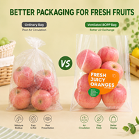 BOPP transparante plastic platte zak met gravureprint, hitteverzegeling en ademende gaten voor voedselverpakkingen van fruit