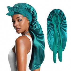 Meilleures ventes 2025 : Bonnet de nuit en satin de haute qualité avec long cordon élastique, bonnets personnalisés, foulards pour cheveux en soie avec logo - Product Image 2