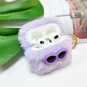 Wholesale <b>Sunglasses</b> Plush Ball TPU+Plush <b>Case</b> <b>for</b> AirPods All Models, Fashion Plush Texture Trendy Shockproof - Product Image 3