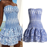 Nouvelle Robe Mini Été 2025 Femme Style Européen Américain Sexy Coupe Trapèze Sans Manches Ourlet Volanté Slim Décontractée Antistatique en Mousseline Naturelle